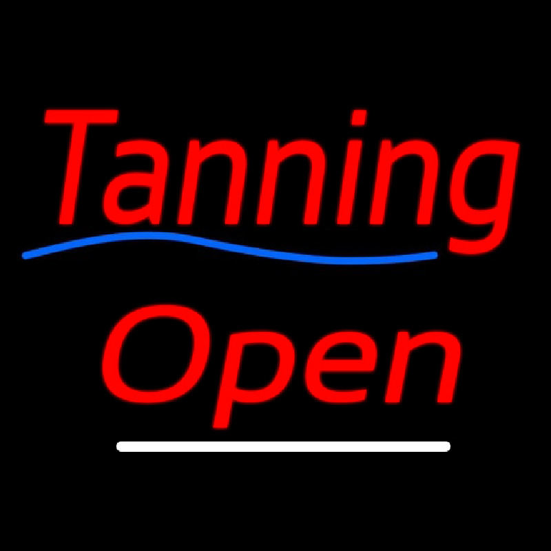 Red Cursive Tanning Open Neonkyltti