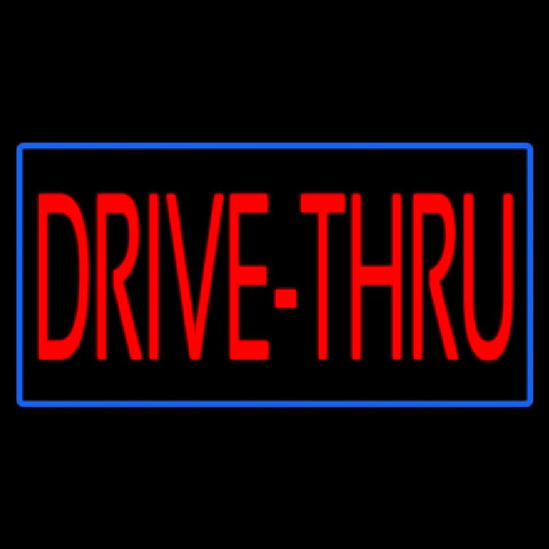 Red Drive Thru With Blue Border Neonkyltti