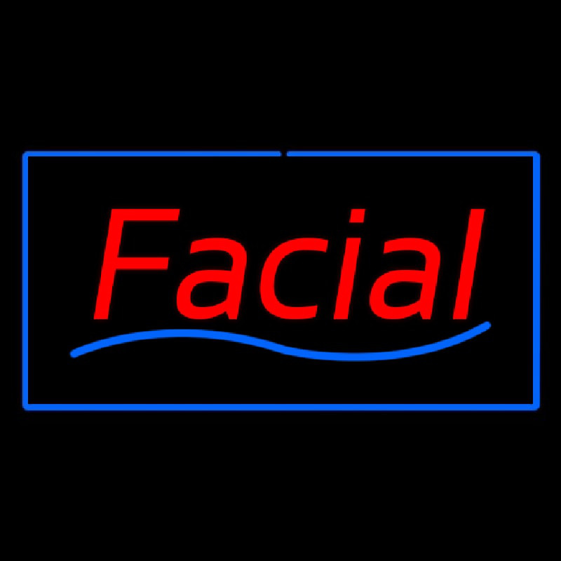 Red Facial Blue Border Neonkyltti