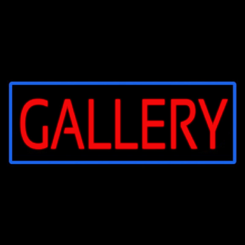 Red Gallery Blue Border Neonkyltti