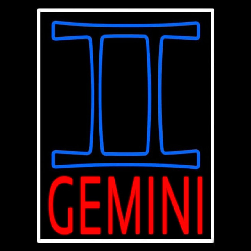 Red Gemini White Border Neonkyltti