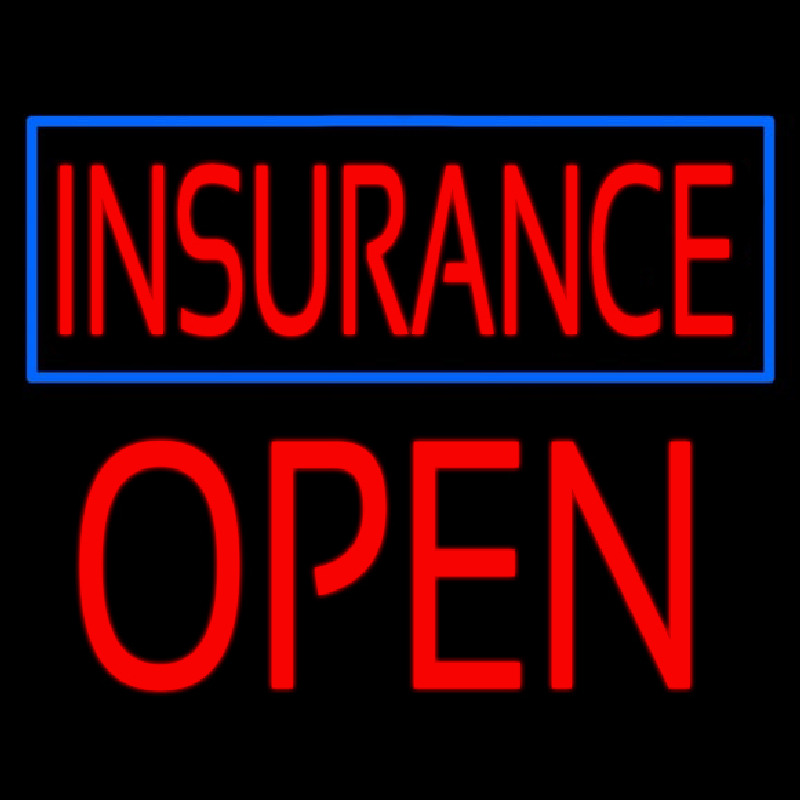 Red Insurance Blue Border Open Block Neonkyltti