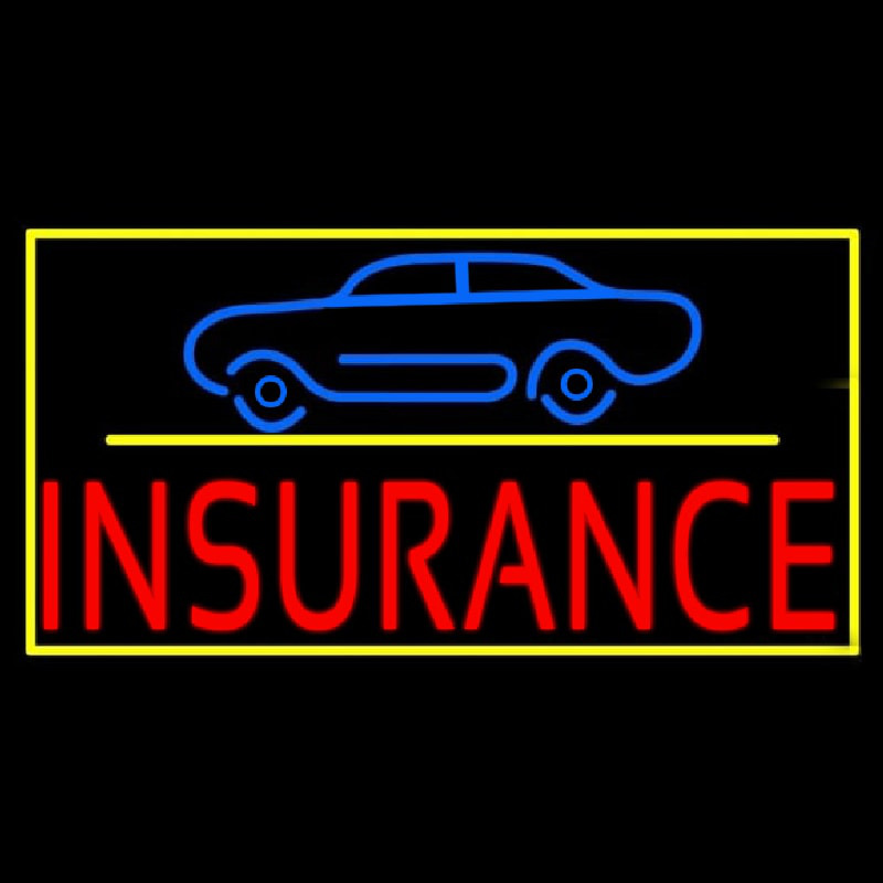 Red Insurance Car Logo With Yellow Border Neonkyltti