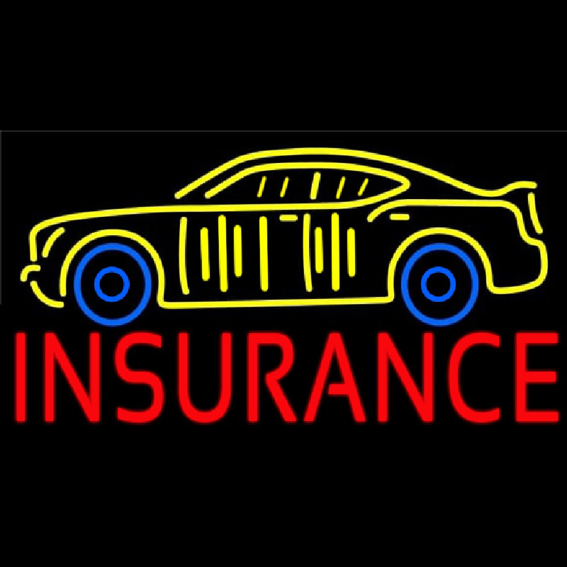 Red Insurance Yellow Car Logo Neonkyltti