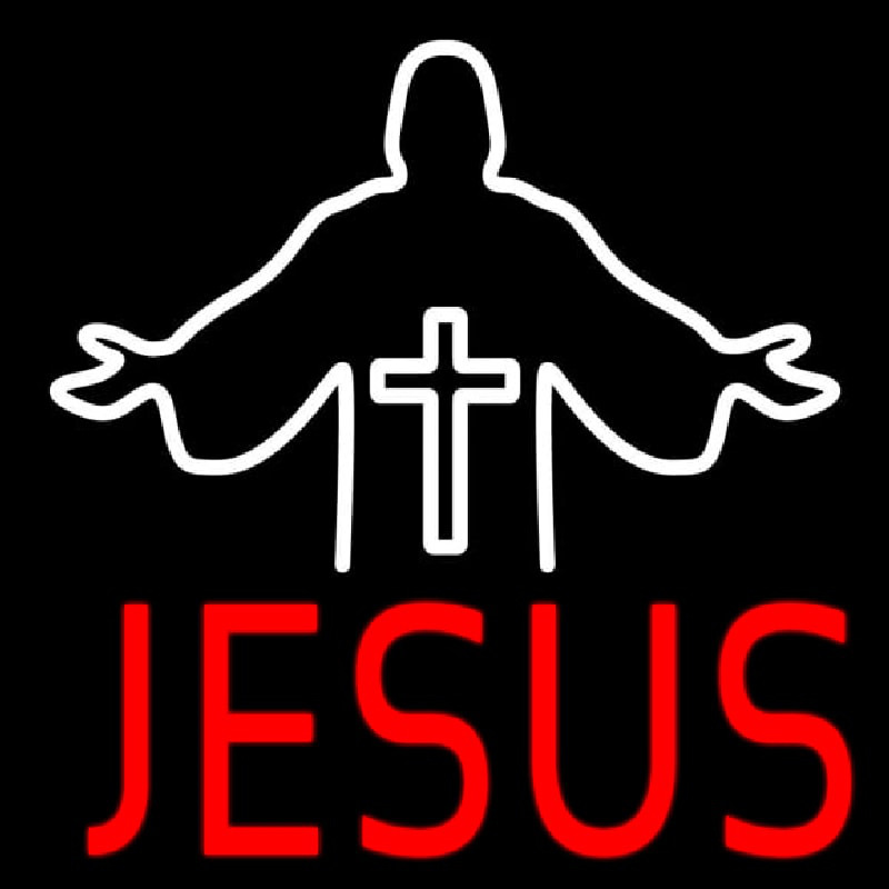 Red Jesus Christian Cross Neonkyltti