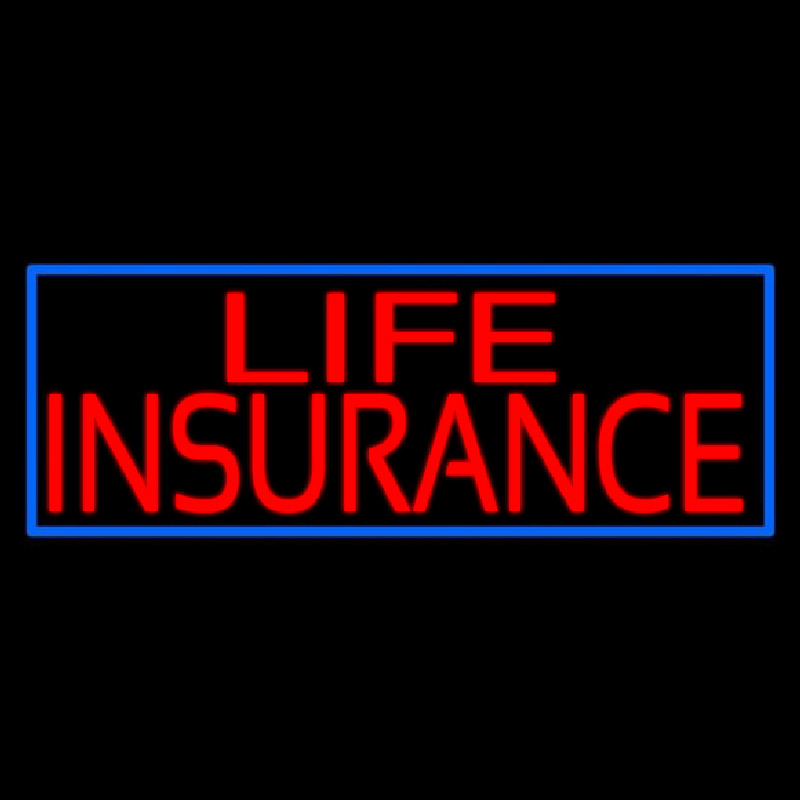 Red Life Insurance Blue Border Neonkyltti