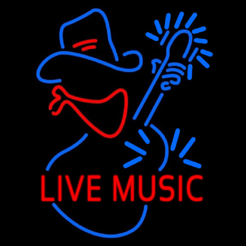 Red Live Music With Logo Block Neonkyltti