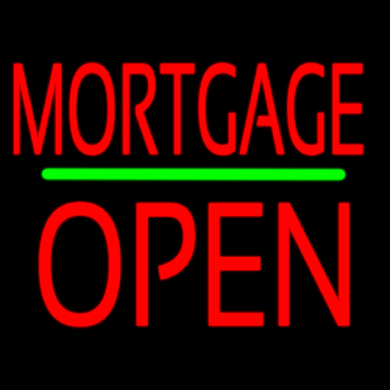 Red Mortgage Block Open Green Line Neonkyltti