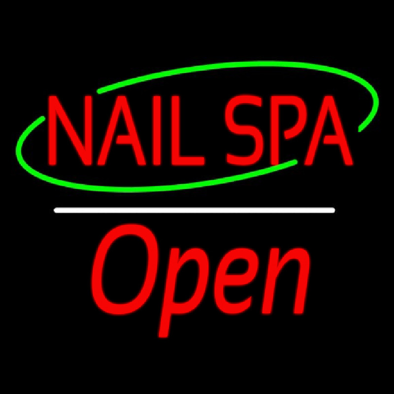 Red Nails Spa Open White Line Neonkyltti