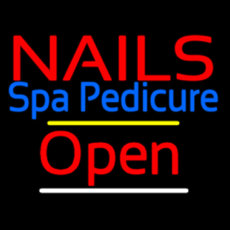 Red Nails Spa Pedicure Open Yellow Line Neonkyltti