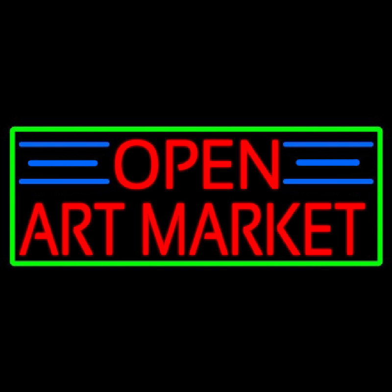 Red Open Art Market With Green Border Neonkyltti