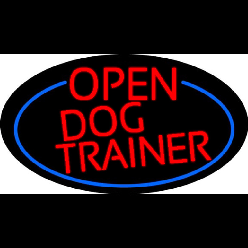 Red Open Dog Trainer Oval With Blue Border Neonkyltti