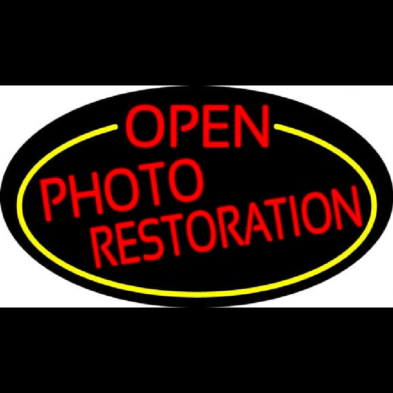 Red Open Photo Restoration Oval With Yellow Border Neonkyltti