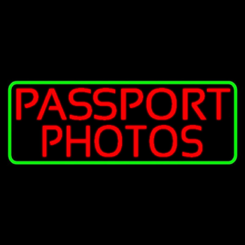 Red Passport Photos Border Neonkyltti