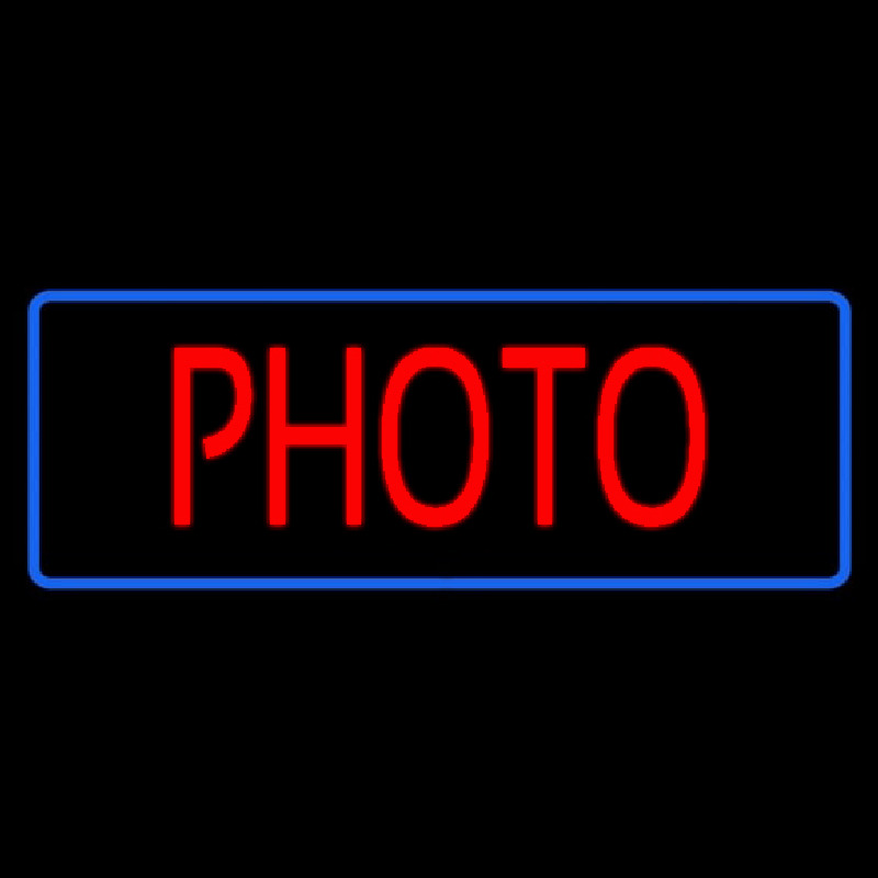 Red Photo Blue Border Neonkyltti