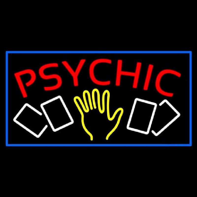 Red Psychic With Logo And Blue Border Neonkyltti