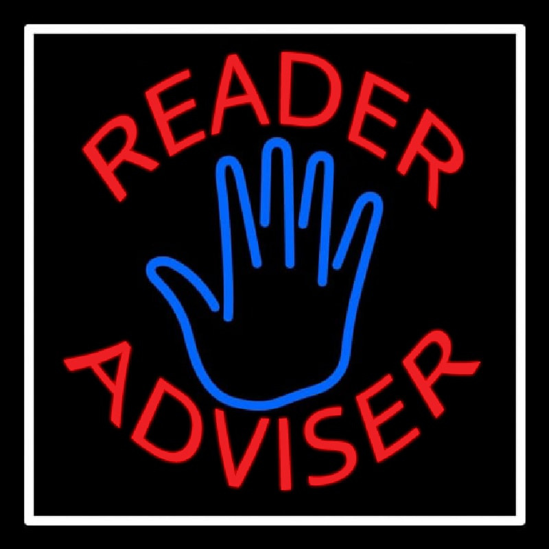 Red Reader Advisor White Border Neonkyltti