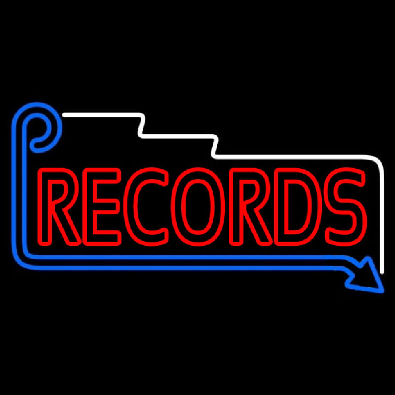 Red Records Block With Arrow Neonkyltti