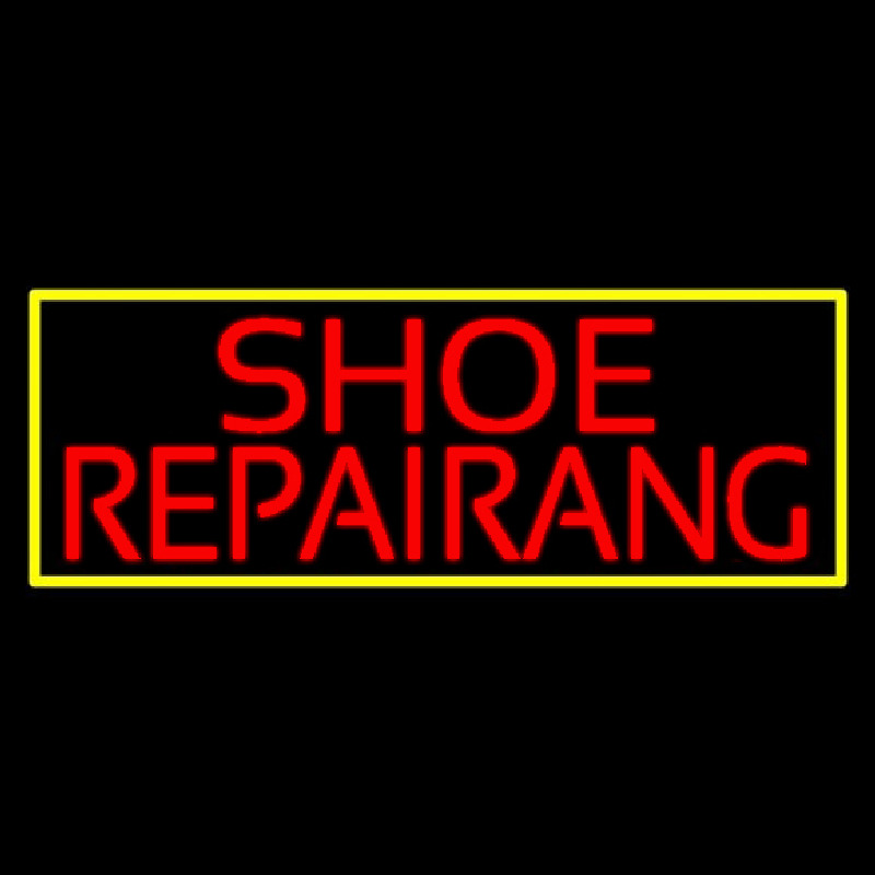 Red Shoe Repairing With Border Neonkyltti