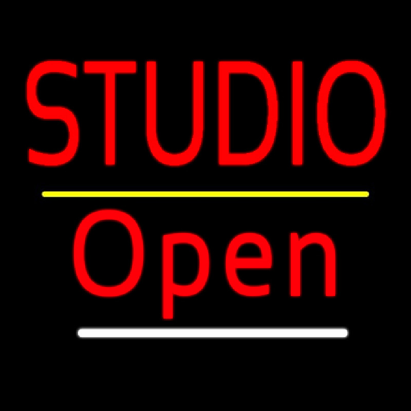 Red Studio Open Yellow Line Neonkyltti