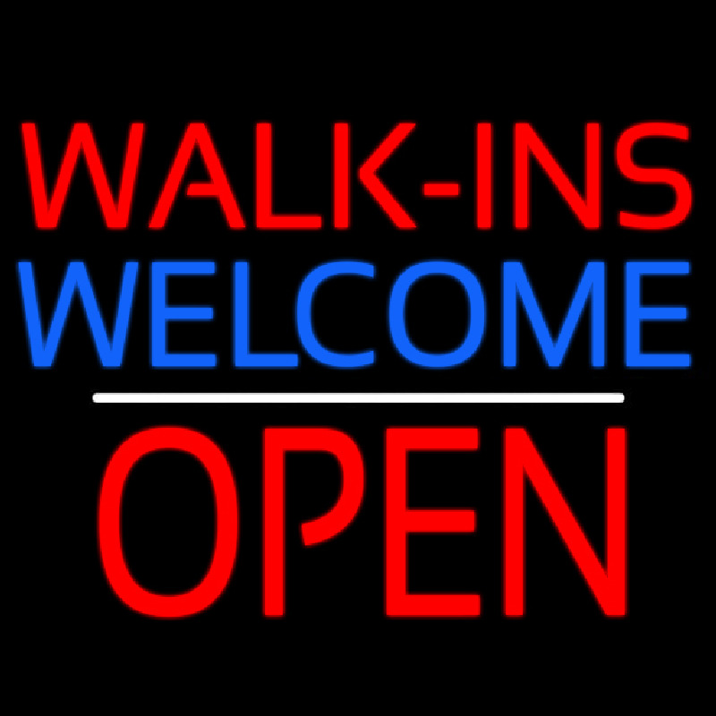 Red Walk Ins Welcome Open White Line Neonkyltti