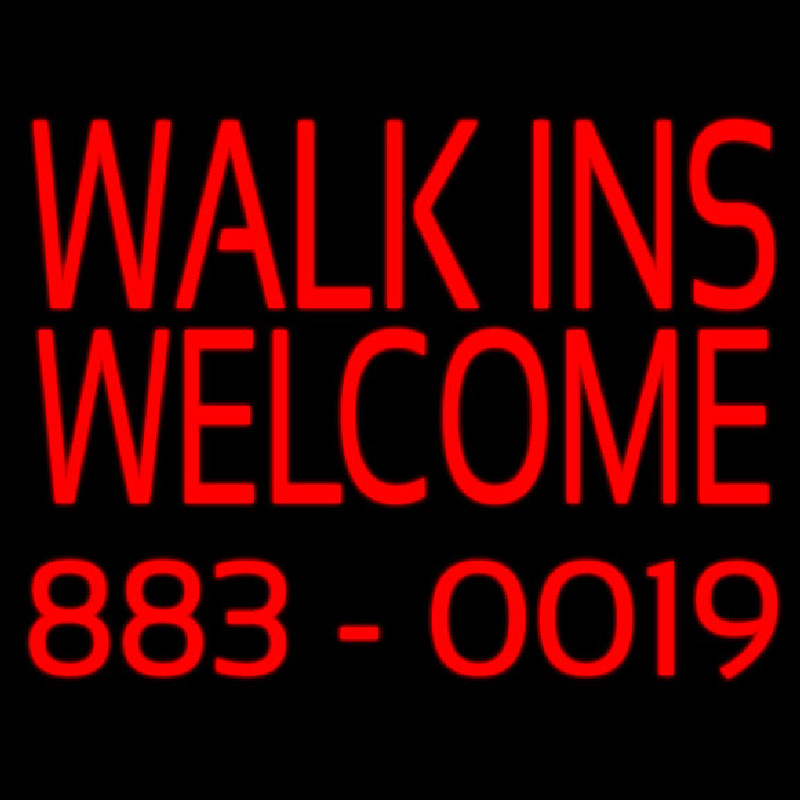 Red Walk Ins Welcome With Phone Number Neonkyltti