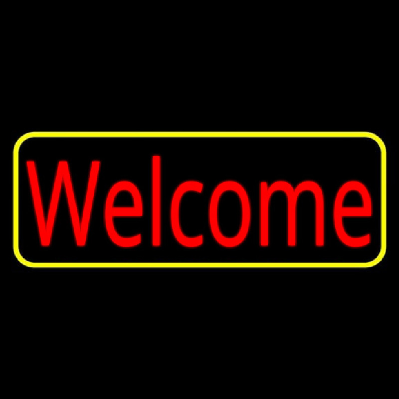 Red Welcome With Yellow Border Neonkyltti