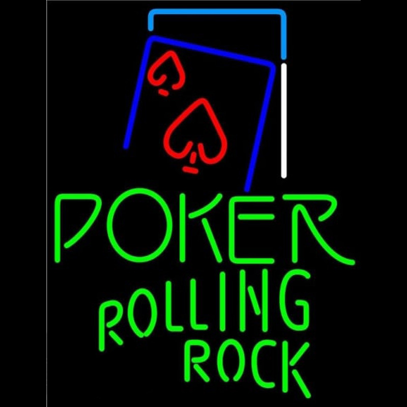 Rolling Rock Green Poker Red Heart Beer Sign Neonkyltti