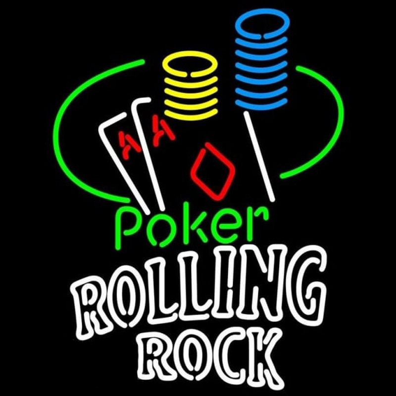 Rolling Rock Poker Ace Coin Table Beer Sign Neonkyltti