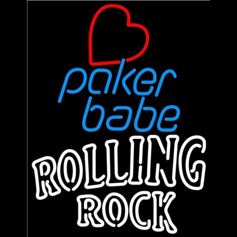 Rolling Rock Poker Girl Heart Babe Beer Sign Neonkyltti