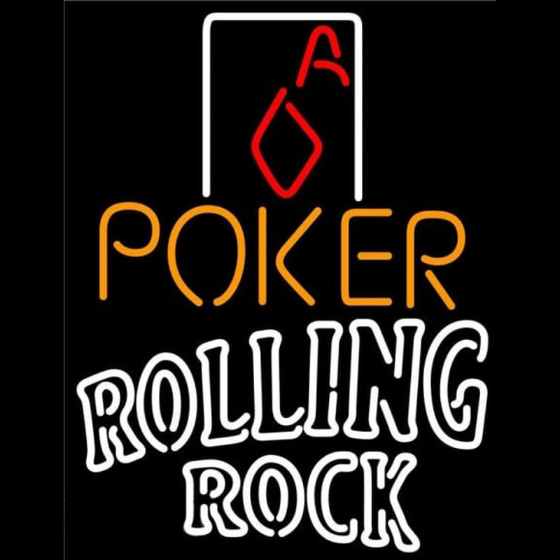 Rolling Rock Poker Squver Ace Beer Sign Neonkyltti