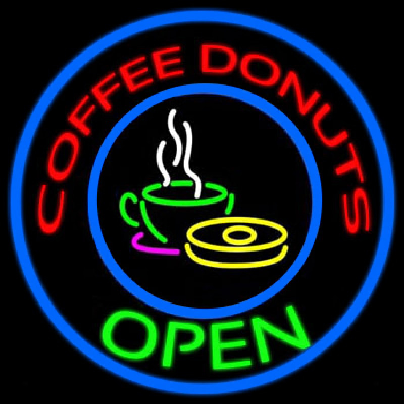 Round Red Coffee Donuts Open Neonkyltti