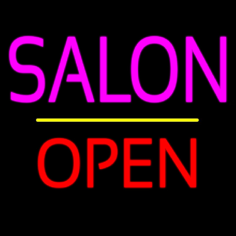 Salon Open Yellow Line Neonkyltti