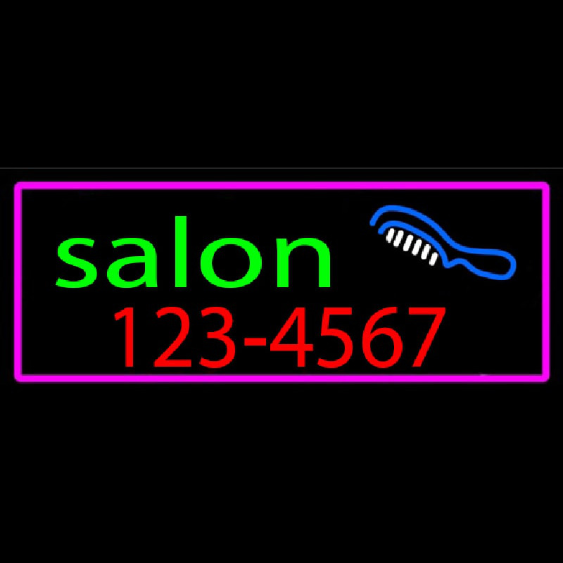 Salon With Comb And Number Neonkyltti