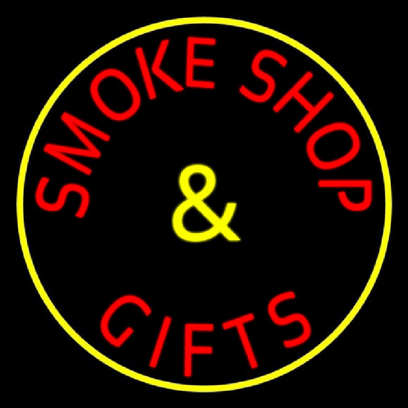 Smoke Shop And Gifts With Yellow Border Neonkyltti