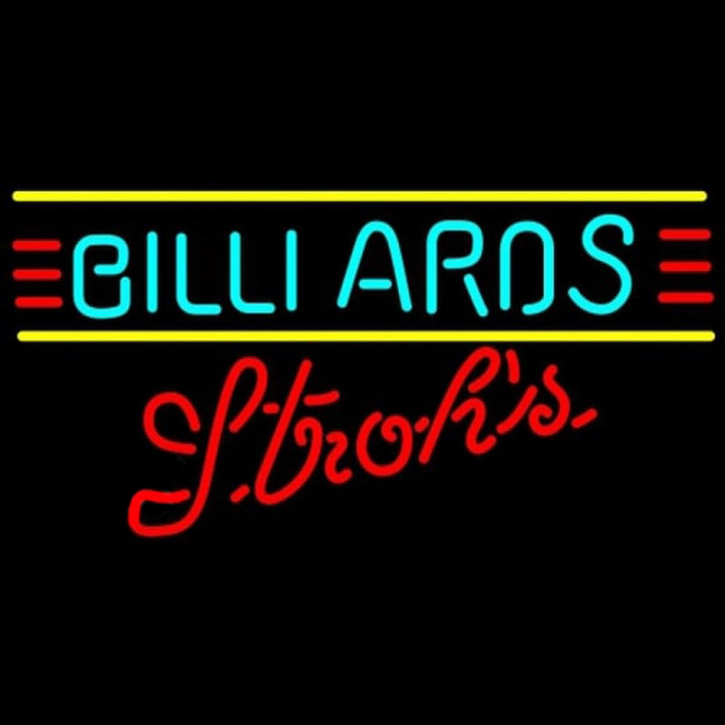 Strohs Billiards Te t Borders Pool Beer Sign Neonkyltti