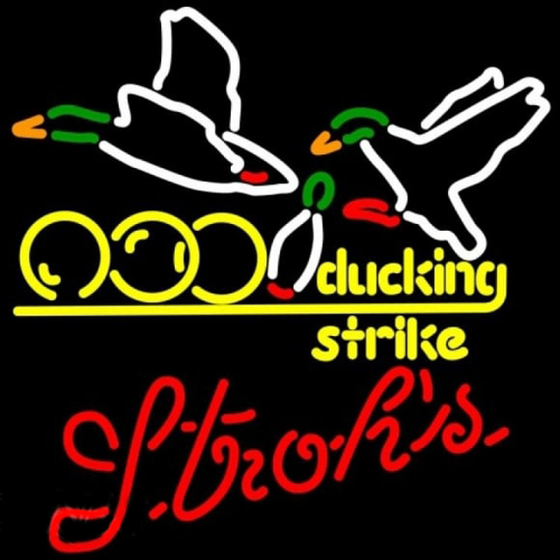 Strohs Bowling Sucking Strike Beer Sign Neonkyltti