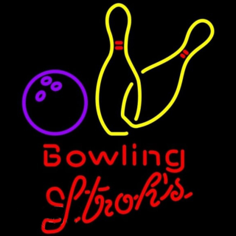 Strohs Bowling Yellow Beer Sign Neonkyltti