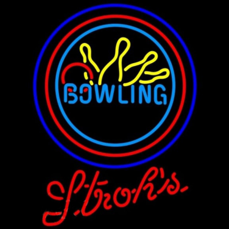 Strohs Bowling Yellow Blue Beer Sign Neonkyltti