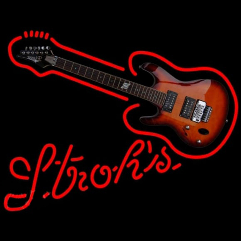 Strohs Guitar Beer Sign Neonkyltti