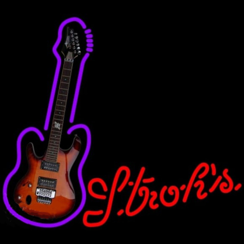 Strohs Purple Guitar Beer Sign Neonkyltti