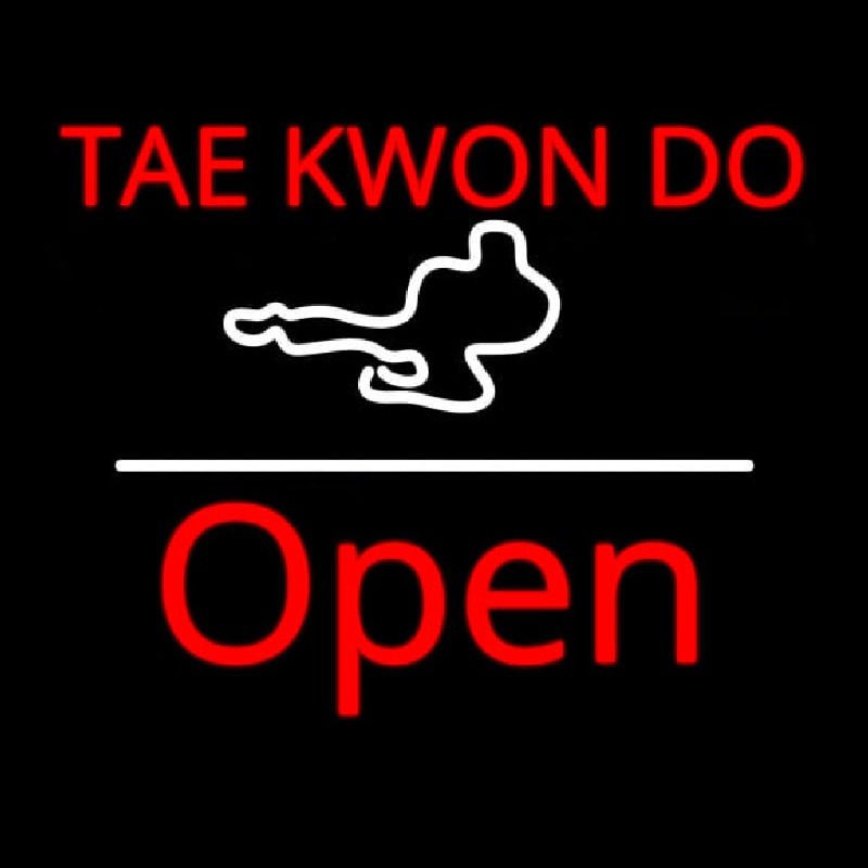 Tae Kwon Do Logo Script1 Open White Line Neonkyltti