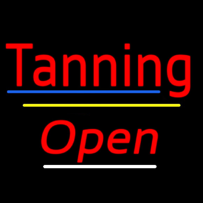 Tanning Open Yellow Line Neonkyltti