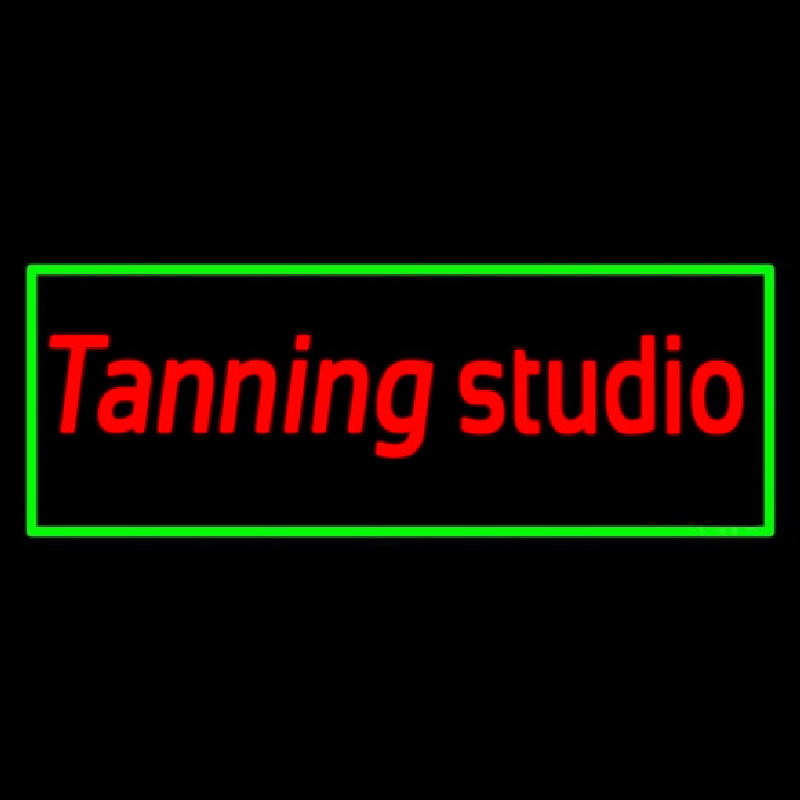 Tanning Studio With Green Border Neonkyltti