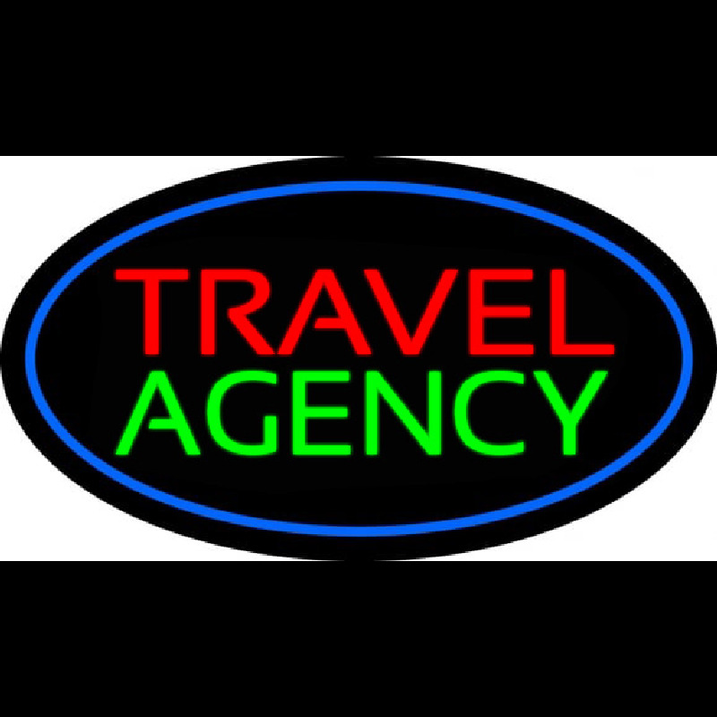 Travel Agency Blue Oval Neonkyltti