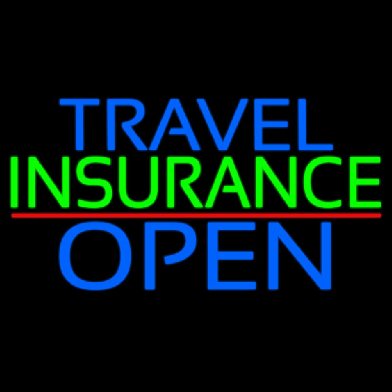 Travel Insurance Open Block Red Line Neonkyltti