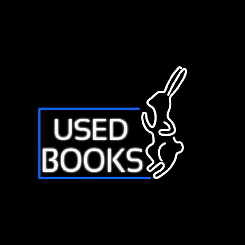 Used Books With Rabbit Logo Neonkyltti