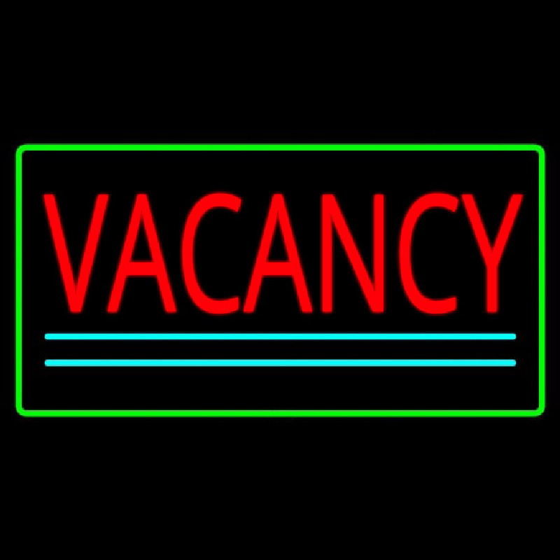 Vacancy Rectangle Green Neonkyltti