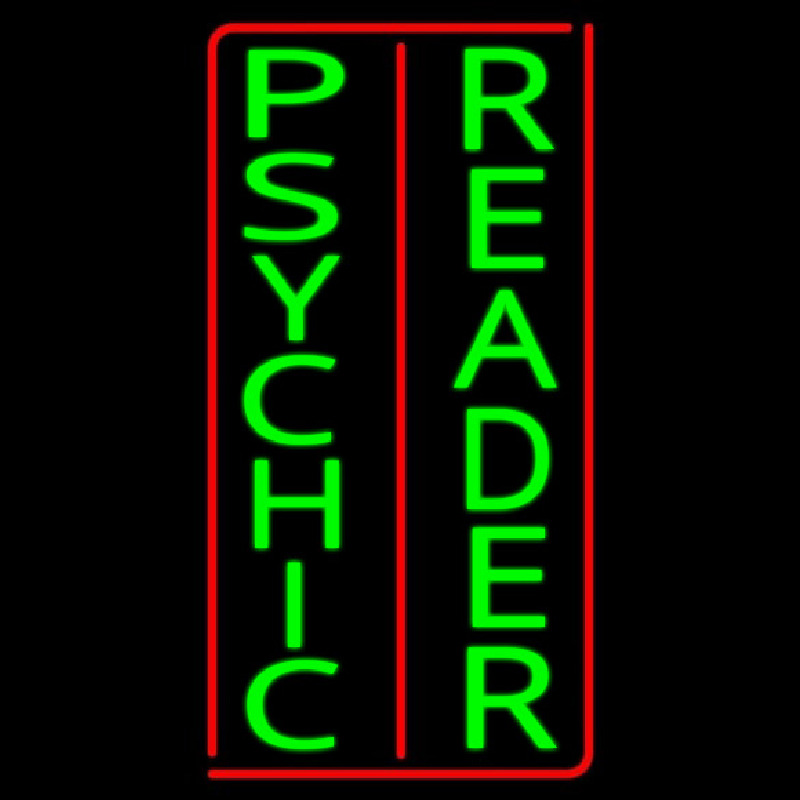 Vertical Green Psychic Reader Red Border Neonkyltti