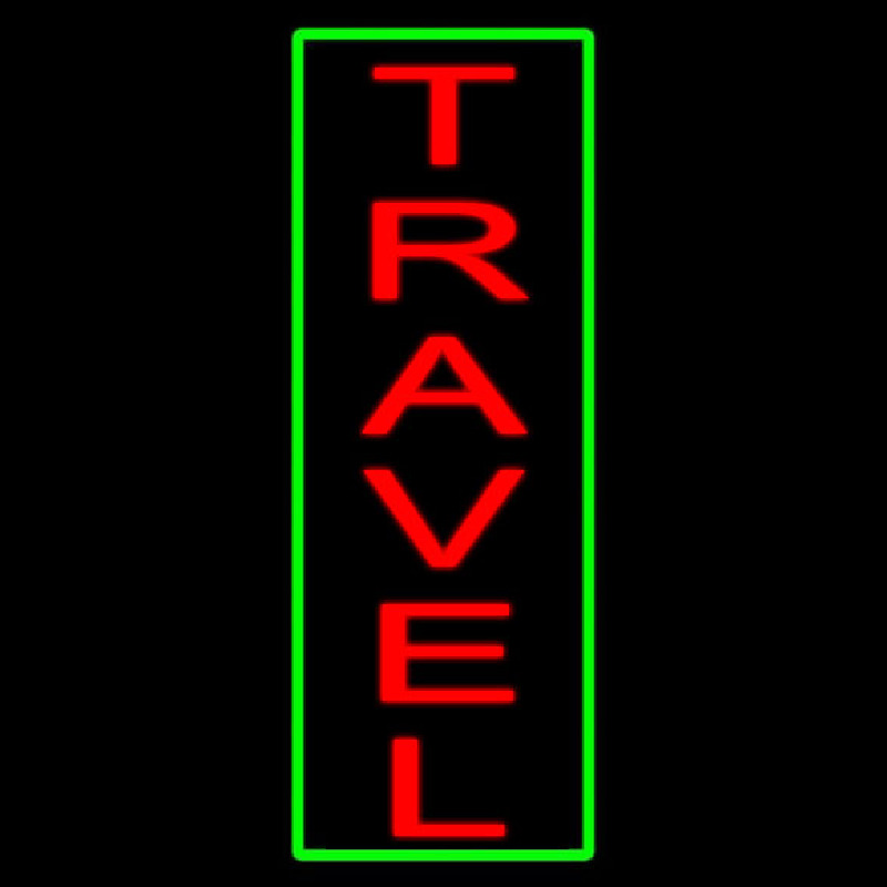 Vertical Red Travel Green Border Neonkyltti